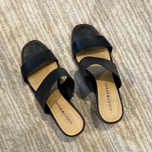 Lucky Brand Black Slide Sandals size 8.5